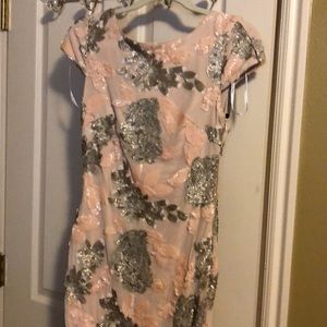 Calvin Klein Sequined Pink Taupe Backless Gown 2